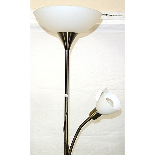234 - Chrome uplighter double standard lamp with round base