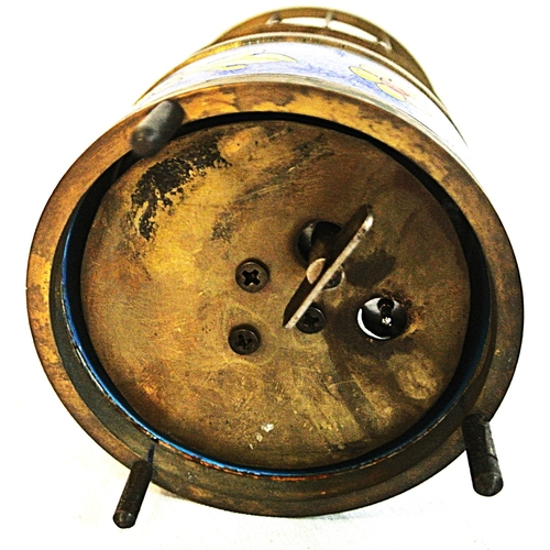 239 - Edwardian style brass and cloisonne automaton Birdcage clock