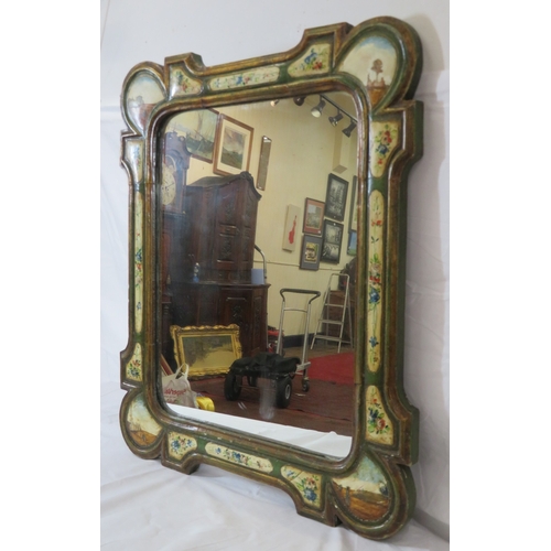 266 - Italian hand painted decorative wall mirror with foliate decoration