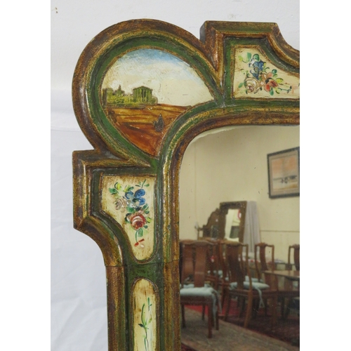 266 - Italian hand painted decorative wall mirror with foliate decoration