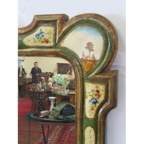 266 - Italian hand painted decorative wall mirror with foliate decoration