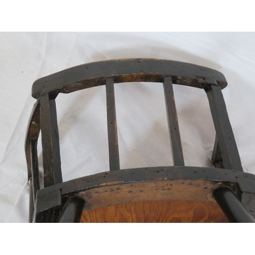 296 - Arts & crafts open armchair with railed back