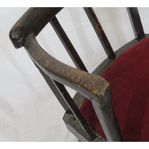 296 - Arts & crafts open armchair with railed back