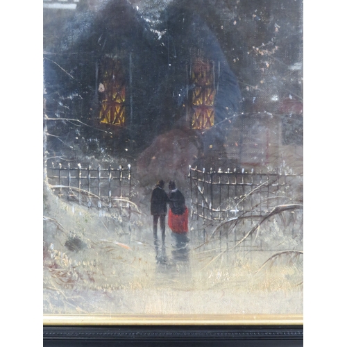 53 - George Wilson (Scottish,1848-1890) 'Moonlit scene with church' pastels, 58x88cm, signed