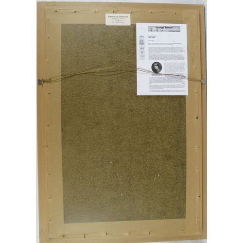 53 - George Wilson (Scottish,1848-1890) 'Moonlit scene with church' pastels, 58x88cm, signed