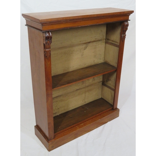76 - Edwardian style open bookcase with adjustable shelving, on plinth