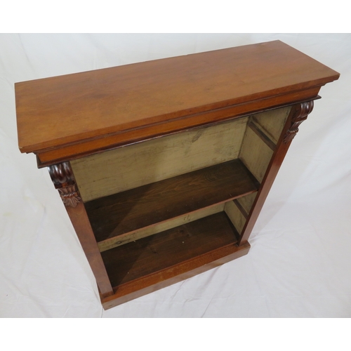 76 - Edwardian style open bookcase with adjustable shelving, on plinth