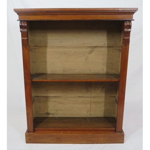 76 - Edwardian style open bookcase with adjustable shelving, on plinth