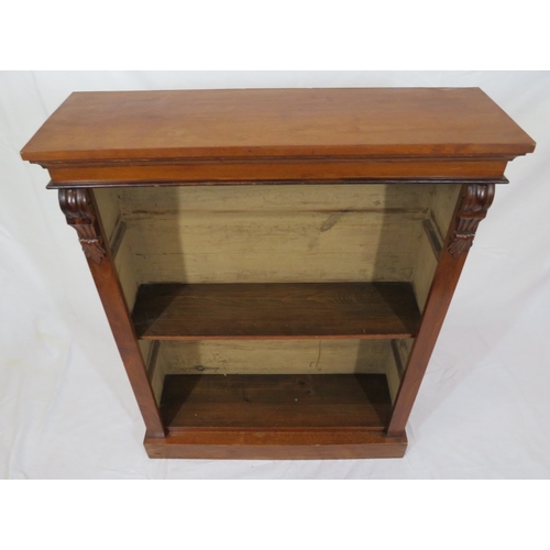 76 - Edwardian style open bookcase with adjustable shelving, on plinth