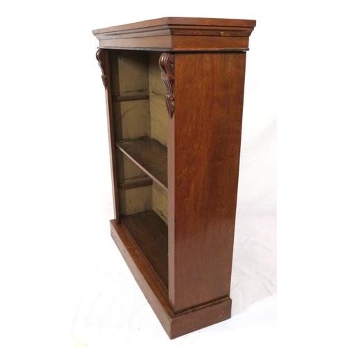 76 - Edwardian style open bookcase with adjustable shelving, on plinth