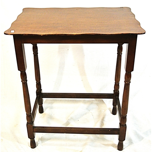 79 - Edwardian mahogany occasional table with wavy rims and turned columns