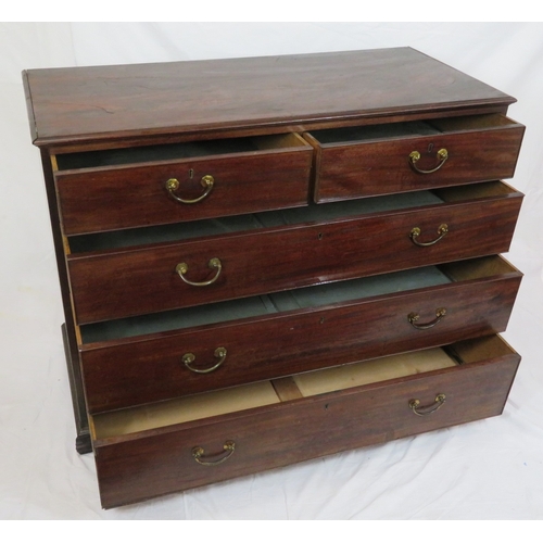 95 - Edwardian mahogany chest of 2 short and 3 long drawers with drop handles, on bracket feet