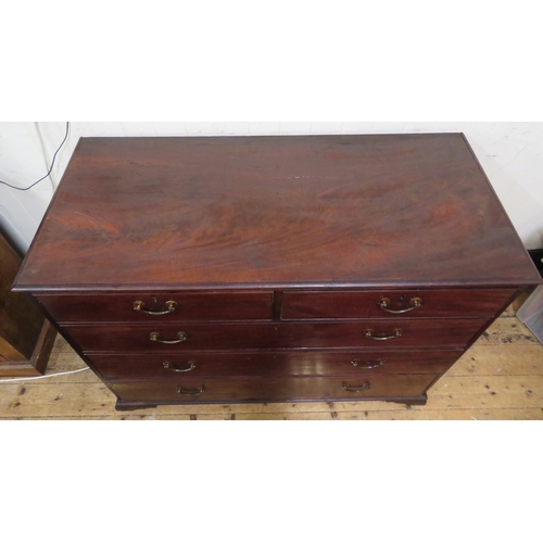 95 - Edwardian mahogany chest of 2 short and 3 long drawers with drop handles, on bracket feet