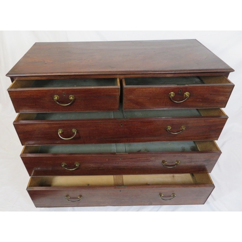 95 - Edwardian mahogany chest of 2 short and 3 long drawers with drop handles, on bracket feet