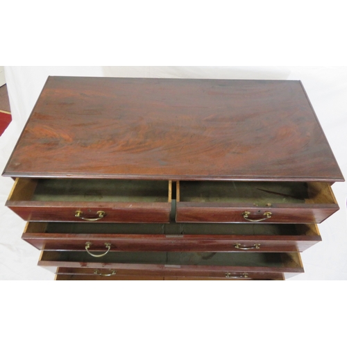 95 - Edwardian mahogany chest of 2 short and 3 long drawers with drop handles, on bracket feet