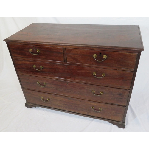 95 - Edwardian mahogany chest of 2 short and 3 long drawers with drop handles, on bracket feet