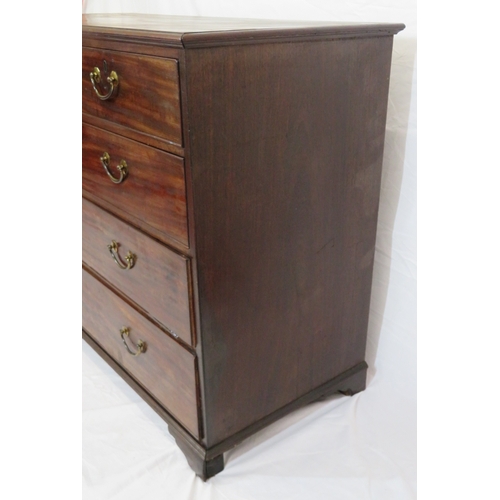 95 - Edwardian mahogany chest of 2 short and 3 long drawers with drop handles, on bracket feet