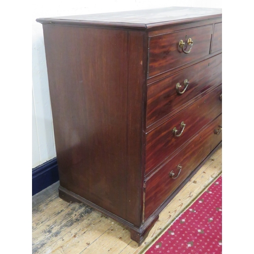 95 - Edwardian mahogany chest of 2 short and 3 long drawers with drop handles, on bracket feet