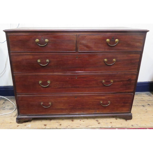 95 - Edwardian mahogany chest of 2 short and 3 long drawers with drop handles, on bracket feet