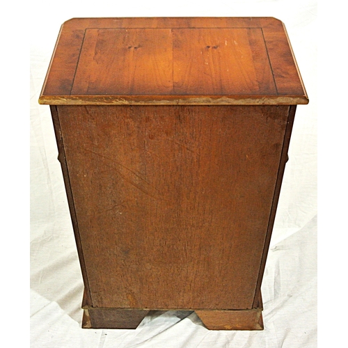 97 - Edwardian design inlaid yew open press with frieze drawer, drop handles, adjustable shelf, on bracke... 