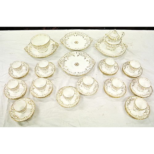 173 - Royal Crown Derby 40 piece gilt and floral decorated tea or breakfast service