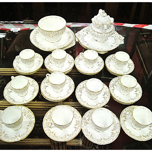 173 - Royal Crown Derby 40 piece gilt and floral decorated tea or breakfast service