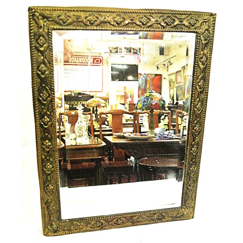 164 - Victorian style brass framed bevelled table mirror