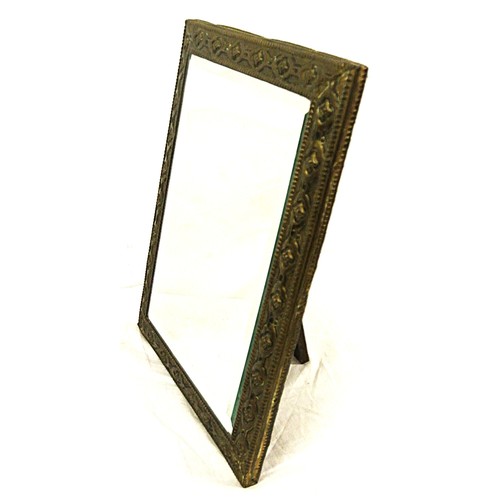164 - Victorian style brass framed bevelled table mirror