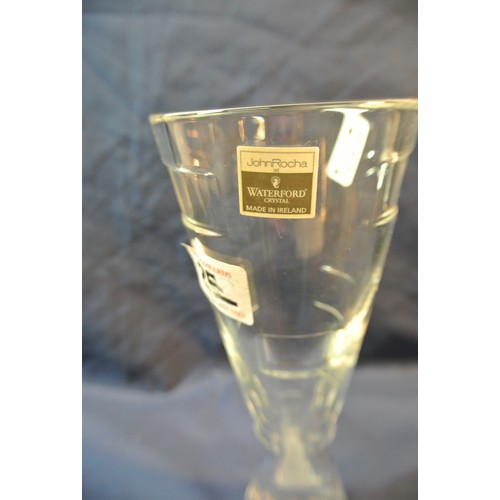 73 - Waterford Crystal cut glass bud vase with John Rocha design panelled decoration