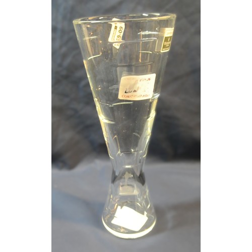 73 - Waterford Crystal cut glass bud vase with John Rocha design panelled decoration
