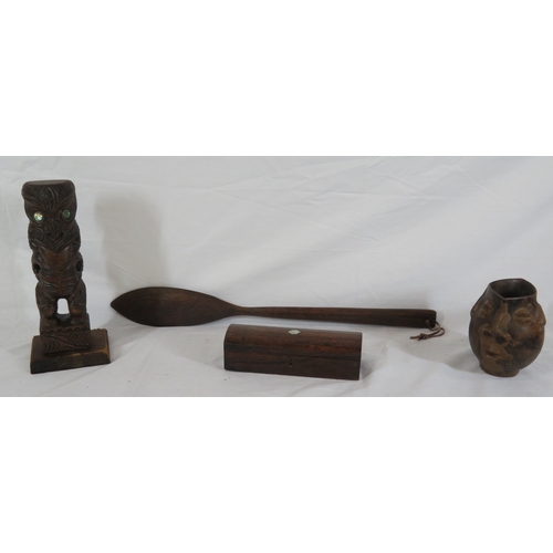 65 - Assorted Māori carved timber Tribal items