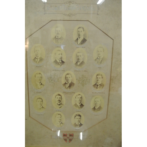 41 - Pair of old photo montages of University sportsmen, 51x40cm each