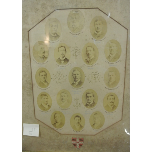 41 - Pair of old photo montages of University sportsmen, 51x40cm each