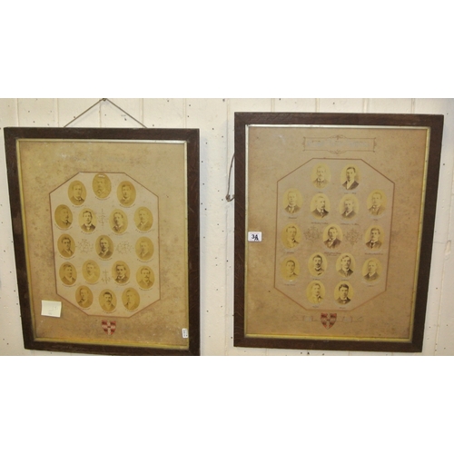 41 - Pair of old photo montages of University sportsmen, 51x40cm each