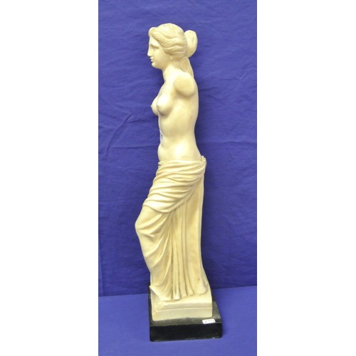 189 - Ornate alabaster statue of Venus de Milo on stepped base