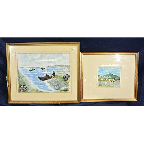 62 - Cahill O'Connor 'West of Ireland scenes' pair of watercolours, 30x40cm & 15x18cm, each signed