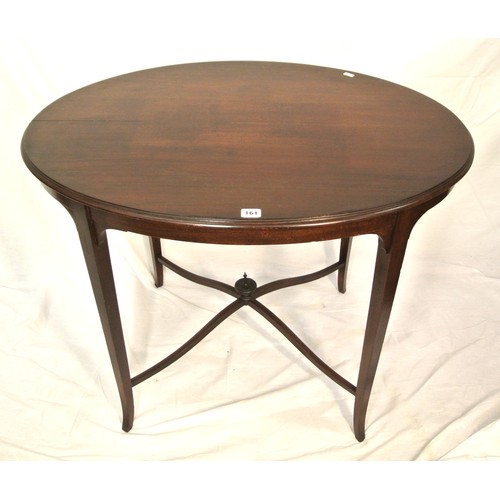 106 - Edwardian oval mahogany occasional table with shaped tapering legs & stretchers