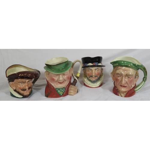 117 - 2 Royal Doulton and 2 Beswick toby jugs with shaped handles