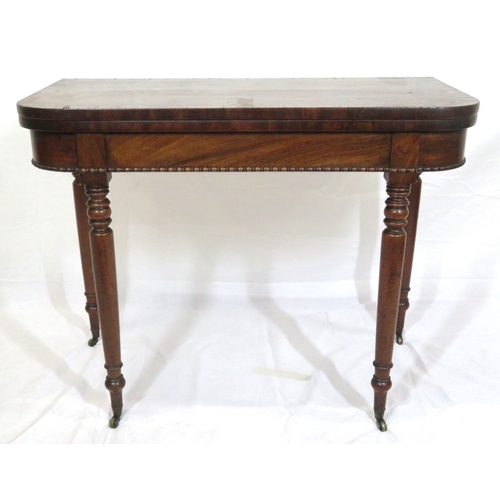 200 - Regency inlaid and crossbanded walnut card table with fold over top, gateleg supports, egg border, o... 