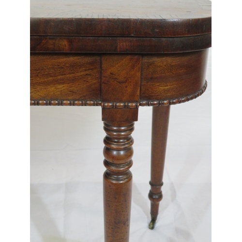 200 - Regency inlaid and crossbanded walnut card table with fold over top, gateleg supports, egg border, o... 