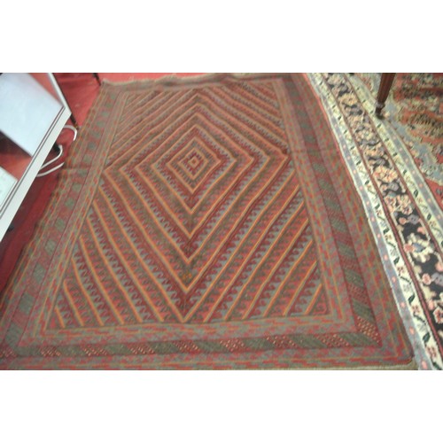 218 - Hand woven wool pile Afghan Mashwani kilim with embossed pattern