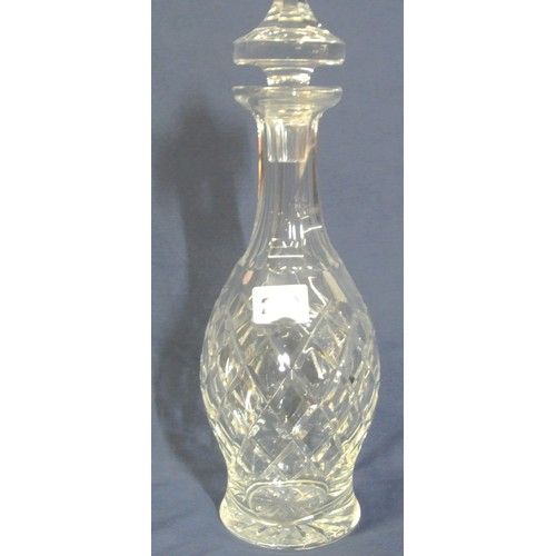 222 - Waterford Crystal cut glass baluster shaped decanter with diamond decoration & stopper