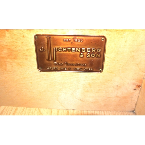 110 - Vintage teak sideboard by J Lichtenberg & Sons, New York, with shelved side presses, 3 central drawe... 