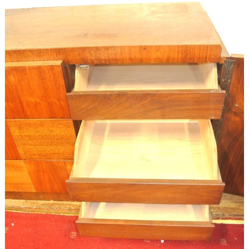 110 - Vintage teak sideboard by J Lichtenberg & Sons, New York, with shelved side presses, 3 central drawe... 