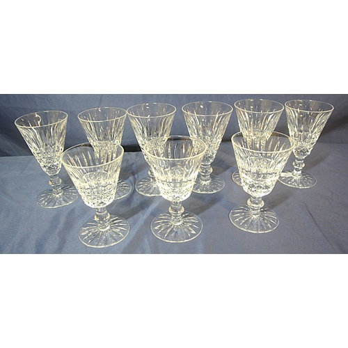 189 - Set of 6 Waterford Crystal cut glass aperitif glasses & 3 sherry glasses with knop stems
