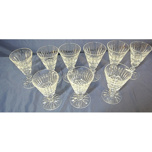 189 - Set of 6 Waterford Crystal cut glass aperitif glasses & 3 sherry glasses with knop stems