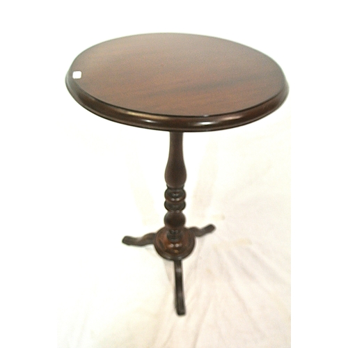 191 - Edwardian mahogany round occasional table with baluster turned column on plinth with hipped legs