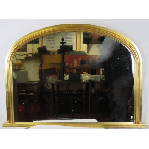 192 - Edwardian style domed gilt framed overmantle mirror.