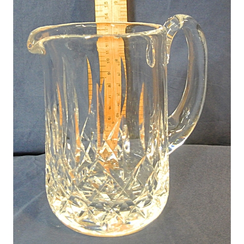 198 - Waterford Crystal cut glass ewer with diamond decoration and shaped handle