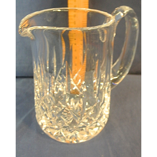 198 - Waterford Crystal cut glass ewer with diamond decoration and shaped handle